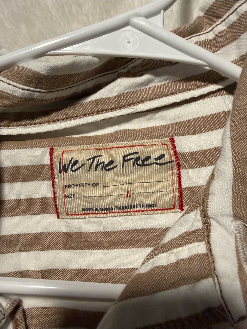 We The Free Beige and White Striped Shirt Dress - Picture 3 of 3